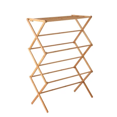 Artiss Bamboo Clothes Airer: Eco-Friendly Foldable Rack with 11 Bars, Smooth Varnish Finish, 74x36x107cm, Easy Assembly