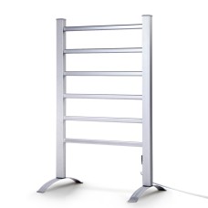 Devanti Electric Heated Towel Rail Rack - 6 Bars, Portable, 3-5 Min Heat, Timer, Aluminium, Waterproof, Energy Efficient