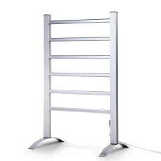 Devanti Electric Heated Towel Rail Rack - 6 Bars, Portable, 3-5 Min Heat, Timer, Aluminium, Waterproof, Energy Efficient