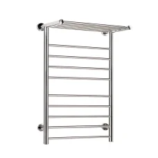 Devanti Electric Heated Towel Rail 14 Bars Wall Mounted Stainless Steel Clothes Dryer Warmer 130W with Mounting Kit