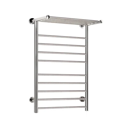 Devanti Electric Heated Towel Rail 14 Bars Wall Mounted Stainless Steel Clothes Dryer Warmer 130W with Mounting Kit