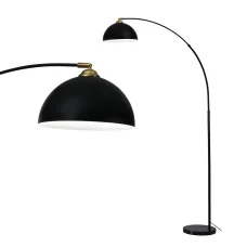 Artiss Modern Black Arched Floor Lamp with Heavy-Duty Marble Base, Adjustable Height & Rotating Head, 167cm Tall