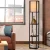 Artiss Vintage Black Floor Lamp with 3 Tier MDF Shelves, NC Lacquer Finish, 160cm Tall, LED Compatible, for Home Decor
