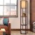 Artiss Vintage Brown Floor Lamp with 3-Tier MDF Shelf, LED Compatible, 160cm Tall, NC Lacquer Finish, Pull-String Switch
