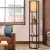 Artiss Vintage Brown Floor Lamp with 3-Tier MDF Shelf, LED Compatible, 160cm Tall, NC Lacquer Finish, Pull-String Switch