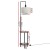 Artiss Shelf Floor Lamp 2-Tier Storage Stand, Adjustable Head, MDF & Metal, Linen Shade, 163cm, Black/Walnut