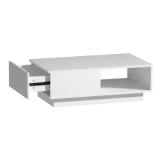Artiss LED Coffee Table, Particle Board, 95x55x31cm, White, Modern Design, Customizable Lighting, Storage Drawer & Shelf