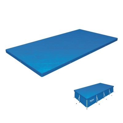 Bestway 58017 Pool Cover - Durable UV-Resistant PE Blanket for 4x2.11m Above Ground Pools with Secure Ropes & Drainage