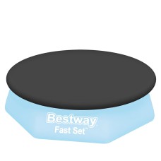 Bestway 2.44m Pool Cover – Durable PVC, UV-Resistant, with Rope Ties & Drain Holes for Above-Ground Pools