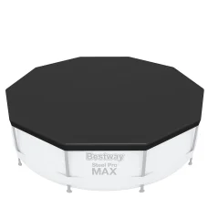 Bestway 3.05m Round Pool Cover, Durable UV-Resistant PVC, Fits Above-Ground Pools, Rope Ties & Drain Holes Included