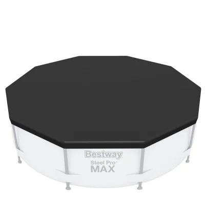 Bestway 3.05m Round Pool Cover, Durable UV-Resistant PVC, Fits Above-Ground Pools, Rope Ties & Drain Holes Included