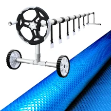 Aquabuddy Aluminium Pool Roller & Cover Set, 500 Micron, Blue, 10x4m, Solar Blanket, Adjustable, UV Resistant