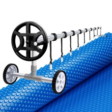Aquabuddy 6.5x3m 600 Micron Pool Cover & Aluminium Roller Set - Solar Blanket for Clean & Warm Pools