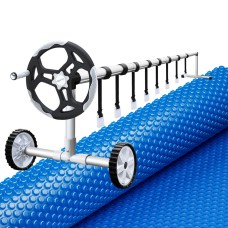 Aquabuddy 6.5x3m 600 Micron Solar Pool Cover & Aluminium Roller Set - Durable, Adjustable, UV-Resistant, Easy Setup