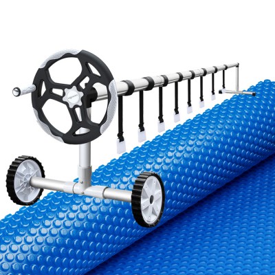 Aquabuddy 6.5x3m 600 Micron Solar Pool Cover & Aluminium Roller Set - Durable, Adjustable, UV-Resistant, Easy Setup