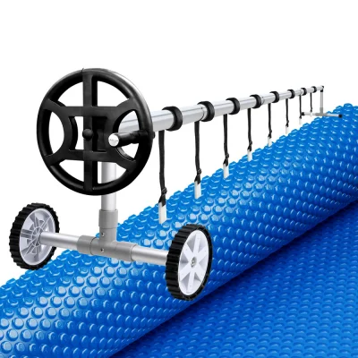 Aquabuddy Solar Pool Cover & Roller Set | 600 Micron, 7x4m, Aluminium Roller | Reduce Evaporation & Maintenance