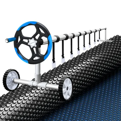 Aquabuddy 9.5x5m 600 Micron Solar Pool Cover with 5.55m Aluminium Roller, Blue & Black, UV Resistant Blanket Set Aquabuddy 9.5x5m 600 Micron Solar Pool Cover with 5.55m Aluminium Roller, Blue & Black, UV Resistant Blanket Set