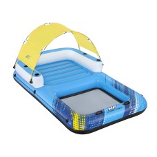 Bestway Inflatable Floating Island Lounge: 4-Person Sunshade Pool Float with Cup Holders & Pillow Backrests, 305x186cm