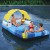 Bestway Inflatable Floating Island Lounge: 4-Person Sunshade Pool Float with Cup Holders & Pillow Backrests, 305x186cm
