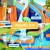 AirMyFun Kids Inflatable Water Park with Double Slides, Climbing Wall & Cannon 465x430cm PVC Outdoor Castle