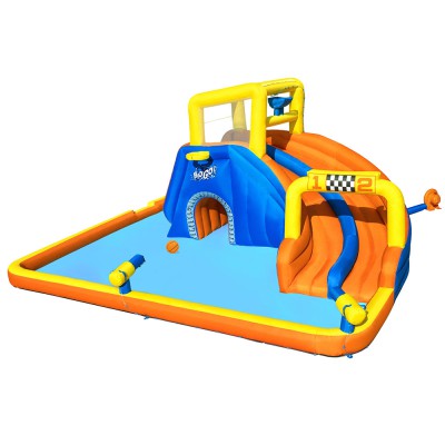 Bestway H2OGO!® Super Speedway Inflatable Water Park 551x502x265cm with Double Slide, Climbing Wall & Water Blasters Bestway H2OGO!® Super Speedway Inflatable Water Park 551x502x265cm with Double Slide, Climbing Wall & Water Blasters