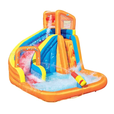 Bestway 365x320x270cm Water Slide Park - Durable PVC, Curved Slide, Splash Pool, Climbing Wall, UV-Resistant Fun