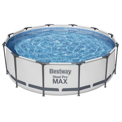 Bestway 366x100cm Steel Frame Round Above Ground Pool with Filter Pump, Heavy-Duty PVC Walls, 9150L Capacity Bestway 366x100cm Steel Frame Round Above Ground Pool with Filter Pump, Heavy-Duty PVC Walls, 9150L Capacity