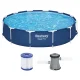 Bestway Steel Pro 366x76cm Round Above Ground Pool with Rust-Resistant Frame & 1249L/H Filter Pump, 6473L Capacity
