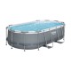 Bestway 427x250x100cm Steel Frame Pool Set with Filter Pump, Ladder & ChemConnect, 7250L Capacity, UV-Resistant PVC