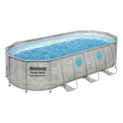 Bestway Swimming Pool 549x274x122cm - Steel Frame, UV-Resistant PVC, 13430L Capacity, Includes Pump & Ladder
