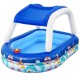 Bestway Sea Captain Kids Pool 213x155x132cm, Inflatable with Removable UV Canopy, Steering Wheel, Repair Kit Included
