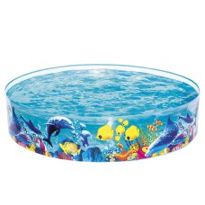 Bestway Kids 183x38cm Rigid Pool - Easy Setup, No Inflation, Marine Graphics, Sturdy PVC, Repair Patch Included