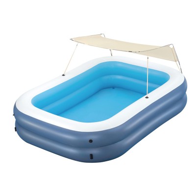 Bestway Kids Inflatable Pool with Sunshade - 254x178cm Durable PVC, Easy Setup, Quick Drain Valve, 778L Capacity Bestway Kids Inflatable Pool with Sunshade - 254x178cm Durable PVC, Easy Setup, Quick Drain Valve, 778L Capacity