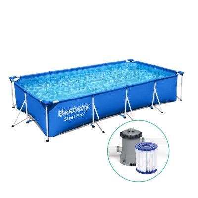 Bestway 400x211x81cm Steel Frame Above Ground Pool with Filter Pump - Durable, UV Resistant, 5700L Capacity Bestway 400x211x81cm Steel Frame Above Ground Pool with Filter Pump - Durable, UV Resistant, 5700L Capacity