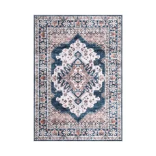 Artiss 200x290cm Washable Persian Floor Rug - Teal & Blush, Vintage Design, Polyester, Anti-Slip, Low-Profile Carpet