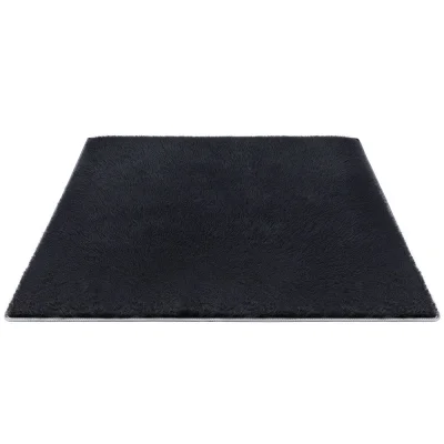 Artiss 160x230cm Plush Shaggy Rug - Black Polyester High-Pile Carpet, Anti-Slip, Sound-Absorbing, Living Room/Bedroom