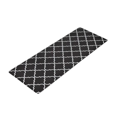 Artiss Gina Non-Slip Kitchen Mat 45x120cm - PVC Floor Rug with 5mm Cushioning, Oil & Water Repellent, Black & White