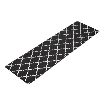 Artiss Gina Kitchen Mat 45x150cm - Non-Slip PVC Floor Rug, 5mm Cushioning, Oil & Water Repellent, Black & White