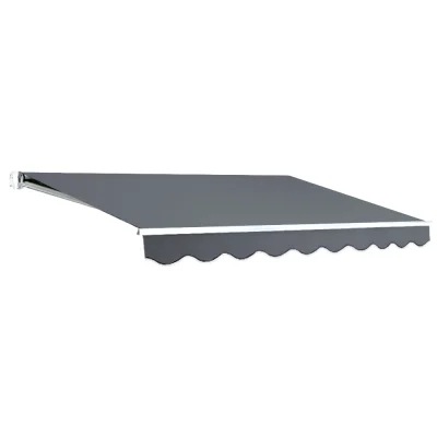 Instahut Retractable Folding Arm Awning, Manual Sunshade 3x2.5M, Grey, UV-Resistant 300gsm Polyester, Aluminium Frame
