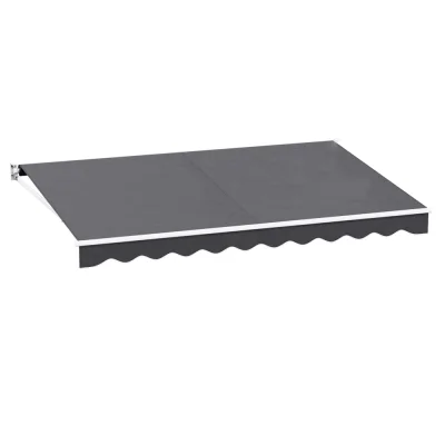 Instahut 4x2.5M Grey Manual Retractable Awning - UV-Resistant Polyester & Aluminium Frame, Includes Wall Brackets