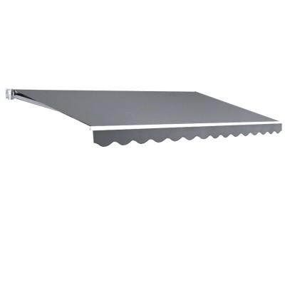 Instahut Retractable Folding Arm Awning, 4x2.5M, Pearl Grey - UV-Resistant Polyester with Manual Crank & Aluminium Frame