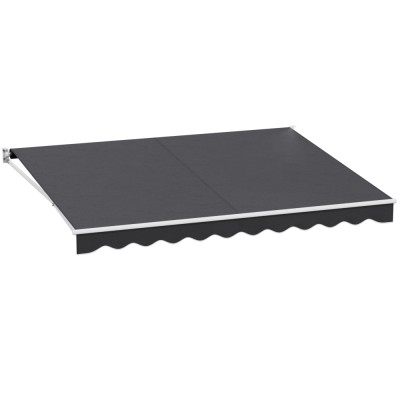Instahut 4Mx3M Grey Retractable Folding Arm Awning - Manual Sunshade, UV-Resistant, Aluminium Frame, Polyester Fabric