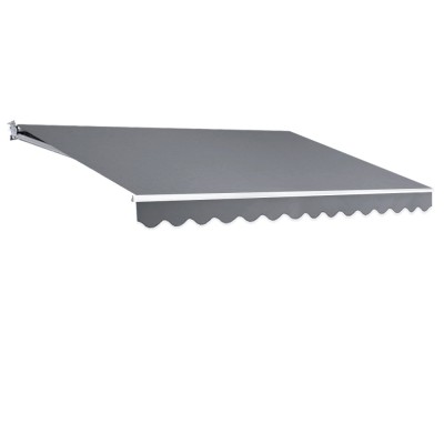 Instahut Retractable Folding Arm Awning, Manual Sunshade 4Mx3M, Pearl Grey, UV-Resistant Polyester, Aluminium Frame