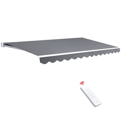 Instahut 3Mx2.5M Motorised Retractable Folding Arm Awning, Pearl Grey, UV-Resistant Polyester with Remote Control