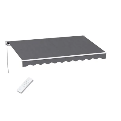 Instahut Motorised Retractable Awning 3.5x2.5m - Grey, UV & Water-Resistant, Remote Control, Aluminium Frame