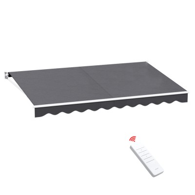 Instahut Motorised Retractable Folding Arm Awning 4Mx2.5M Grey - UV-Resistant, Aluminium Frame, Remote Control