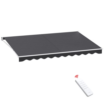Instahut Motorised Retractable Folding Arm Awning, 4.5x3M Grey - UV-Resistant Polyester, Remote Control, Aluminium Frame