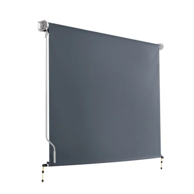 Instahut Retractable Outdoor Blinds Blackout Roll Down Awning Shade, Grey, 2.4x2.5M, UV Resistant, Aluminium Frame