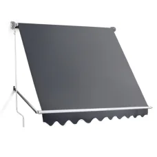 Instahut 2.4x2.1M Retractable Pivot Arm Awning - UV Resistant, Grey Polyester Fabric, Aluminium Frame, Easy Install