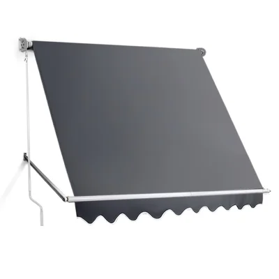 Instahut 2.4x2.1M Retractable Pivot Arm Awning - UV Resistant, Grey Polyester Fabric, Aluminium Frame, Easy Install